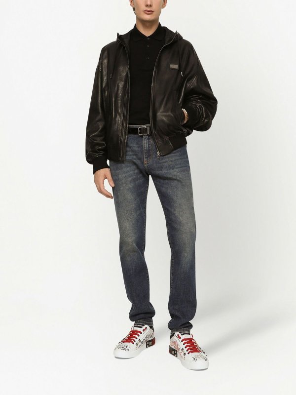 DOLCE & GABBANA: polo shirts online - Logo-plaque cotton Polo