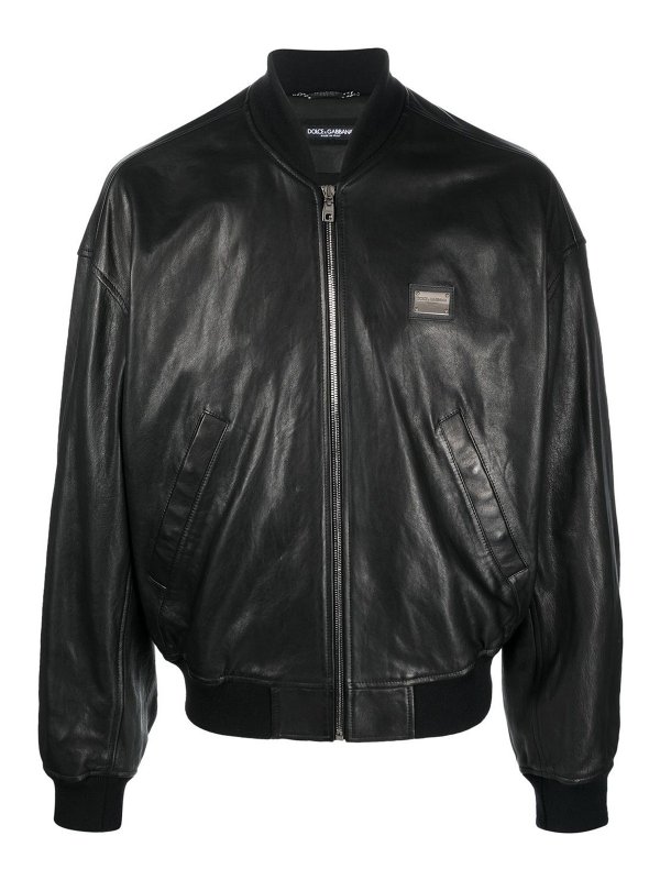 DOLCE & GABBANA: レザージャケット - レザージャケット - 黒