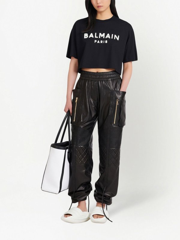 Balmain: t-shirts online - Cropped Tee