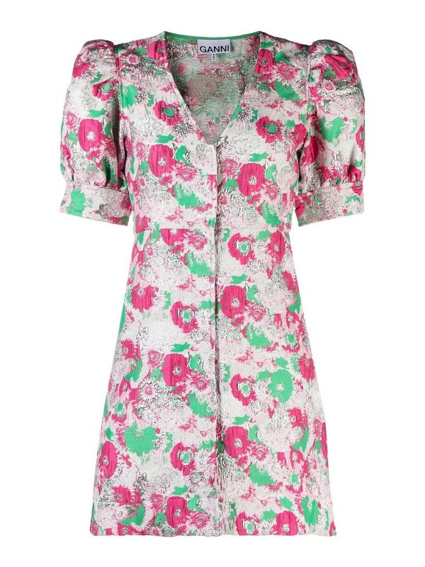 GANNI: short dresses - Floral mini dress