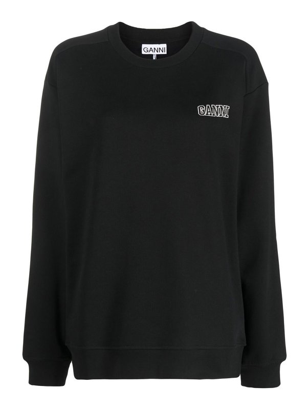 GANNI: Sudaderas y suéteres - Sudadera - Negro