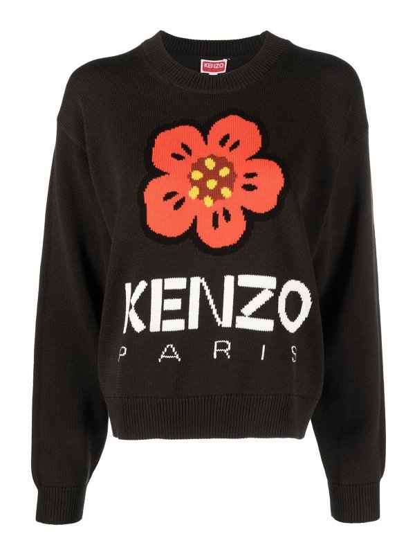 KENZO: Strickpullover mit Rundhalsausschnitt - Rundhalspullover - Schwarz
