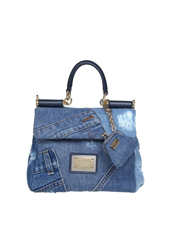DOLCE & GABBANA: totes bags - Small Sicily bag in patchwork denim