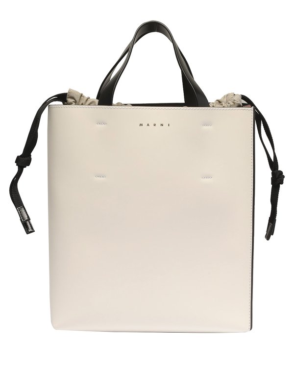 Marni: shopper - Borsa in pelle bicolore con culisse