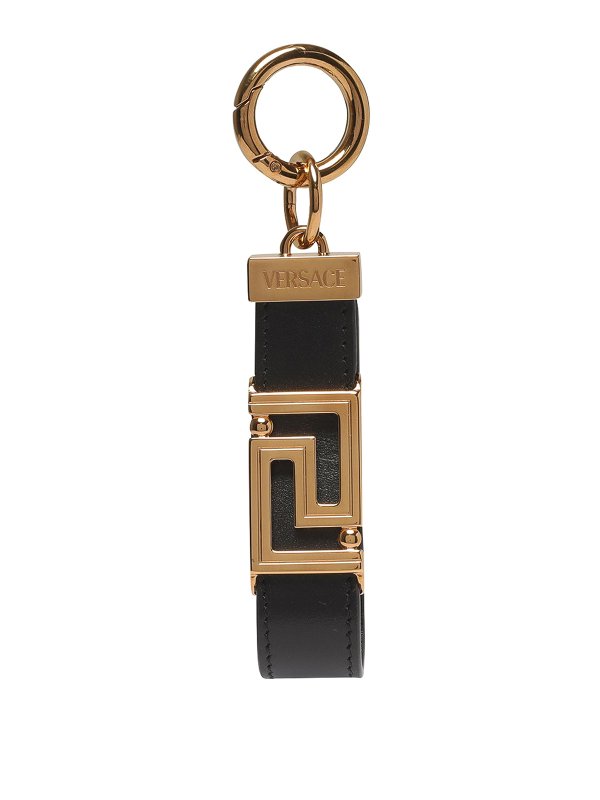 VERSACE: key holders - Golden greca logo keyholder