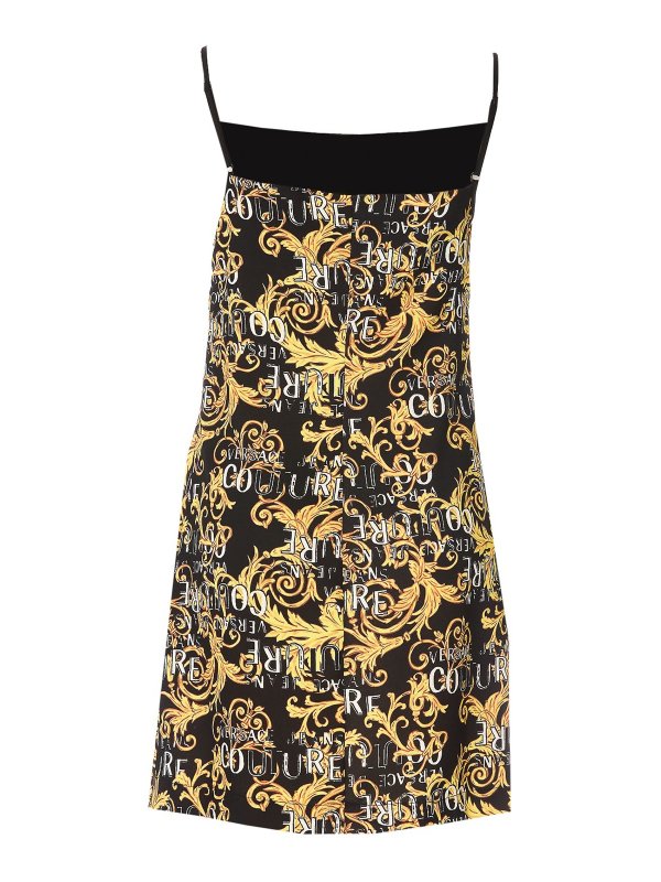 Versace Jeans Couture: short dresses online - Mini dress with printed logo and straps