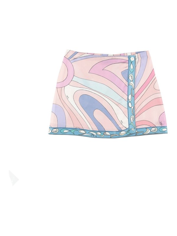 EMILIO PUCCI: mini skirts - Abstract print viscose wrap skirt