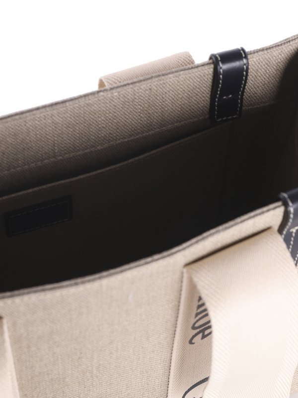 Linen bag with double logo handles shop online: CHLOE