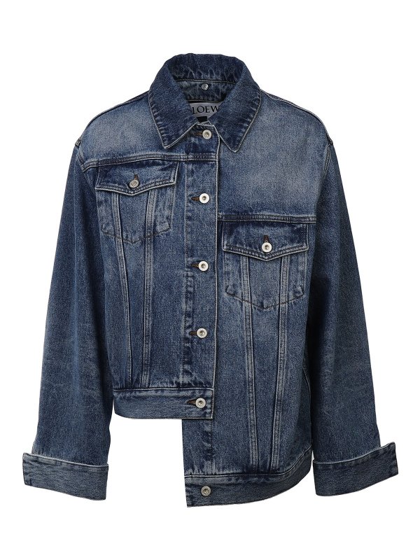 LOEWE: denim jacket - Asymmetrical denim jacket
