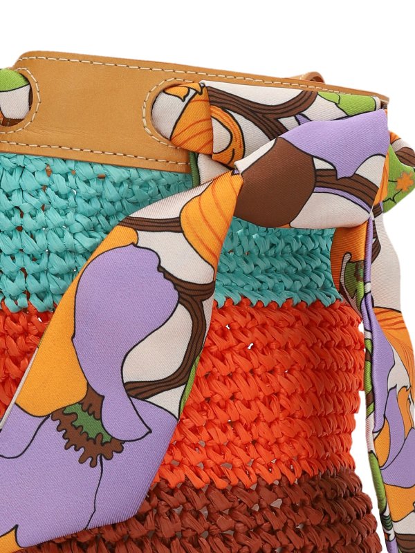 iKRIX LA DOUBLEJ: cross body bags - Raffia multicolor bucket bag