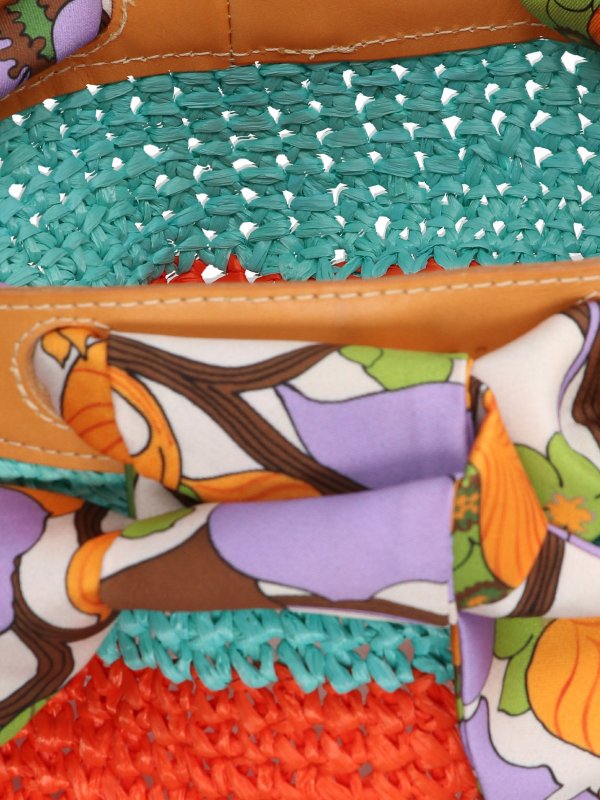Raffia multicolor bucket bag shop online: LA DOUBLEJ