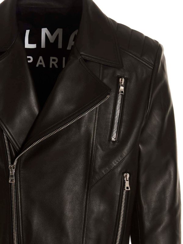 Blouson En Cuir - Noir shop online: Balmain