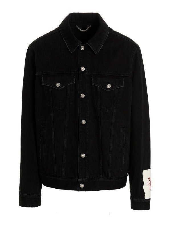 GOLDEN GOOSE: denim jacket - Logo patch denim jacket