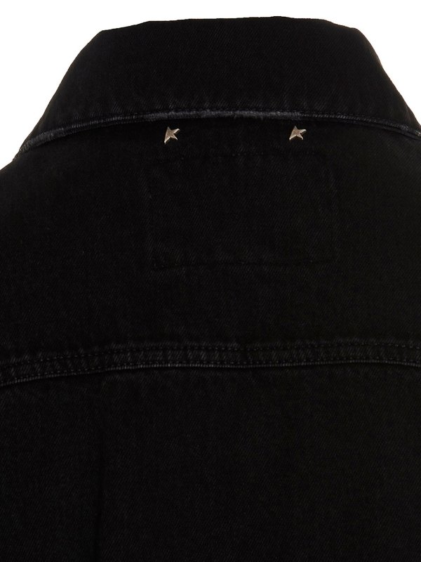 Logo patch denim jacket shop online: GOLDEN GOOSE