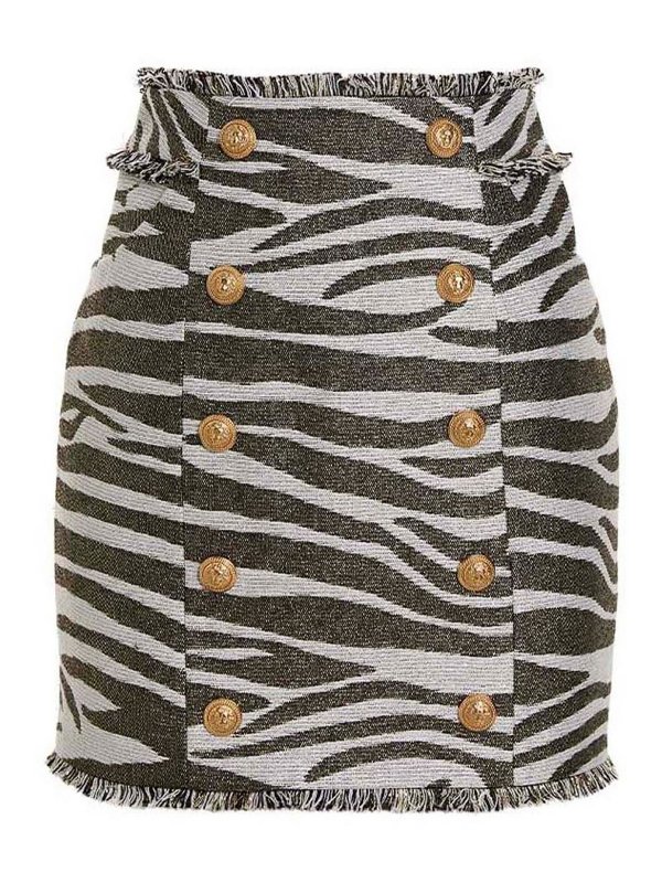 Balmain: ミニスカート - ミニスカート - Lurex Zebra