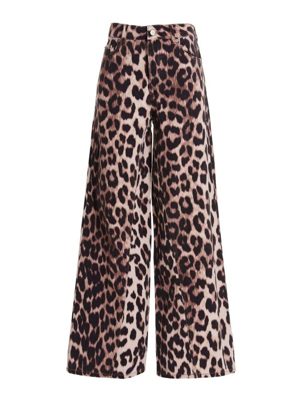 GANNI: flared jeans - Animal print jeans