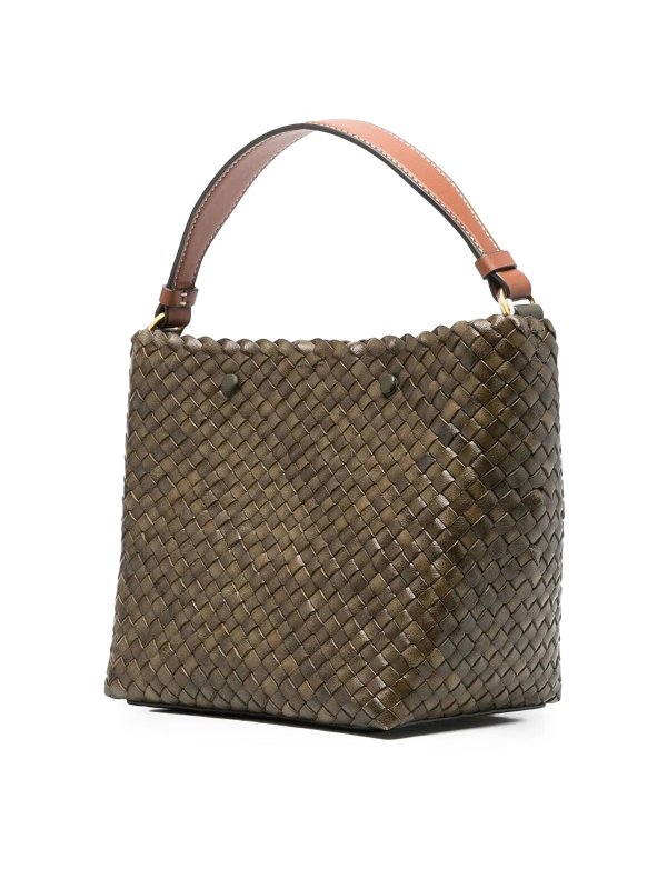 Tory Burch Mcgraw dragon woven bag with strap Green 142645325