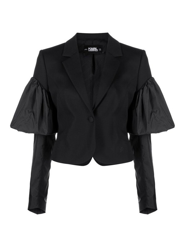 KARL LAGERFELD: blazers - Black crop blazer