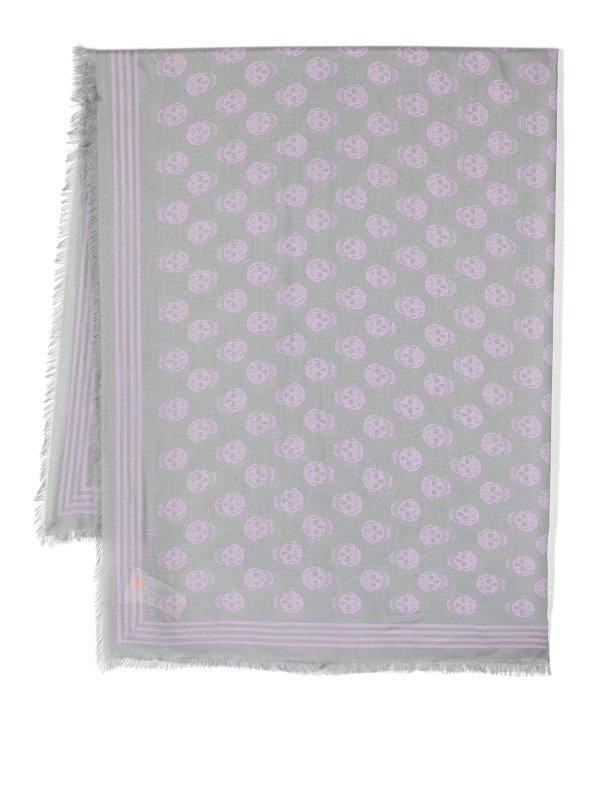 ALEXANDER MCQUEEN: Stoles & Shawls - Skull-print frayed scarf