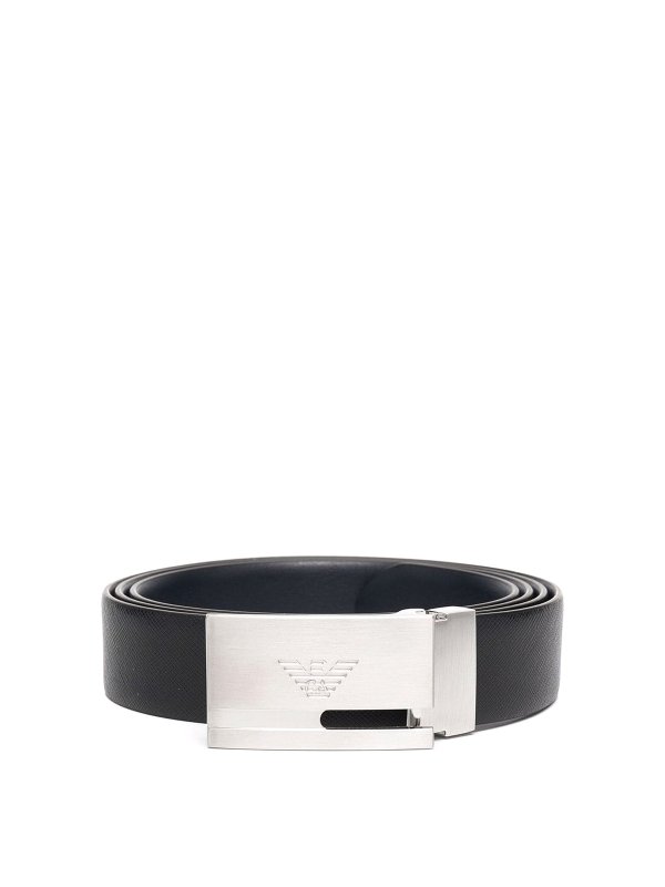 EMPORIO ARMANI: belts - Leather belt with logo