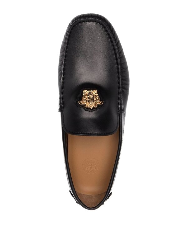 Leather Medusa head loafers shop online: VERSACE