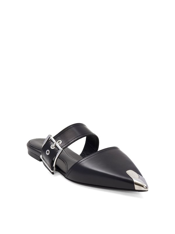ALEXANDER MCQUEEN: mules shoes online - Buckle-detail leather mules