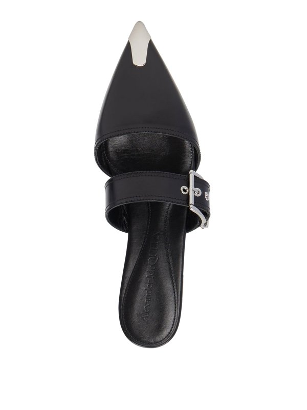 Buckle-detail leather mules shop online: ALEXANDER MCQUEEN