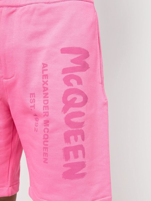 ALEXANDER MCQUEEN buy online Shorts in cotone con stampa logo