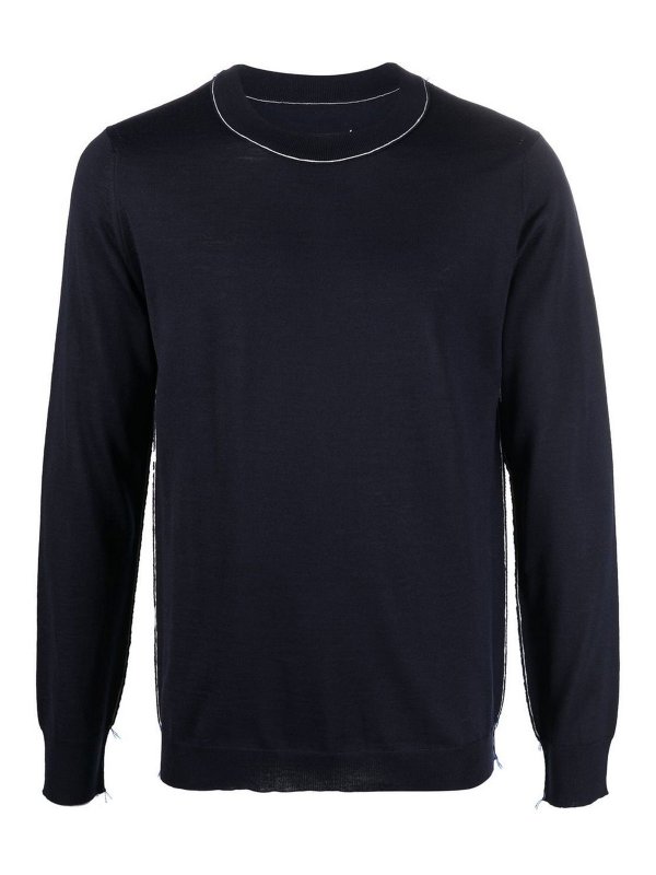 Maison Margiela: Pull col rond - Pull Col Rond - Bleu