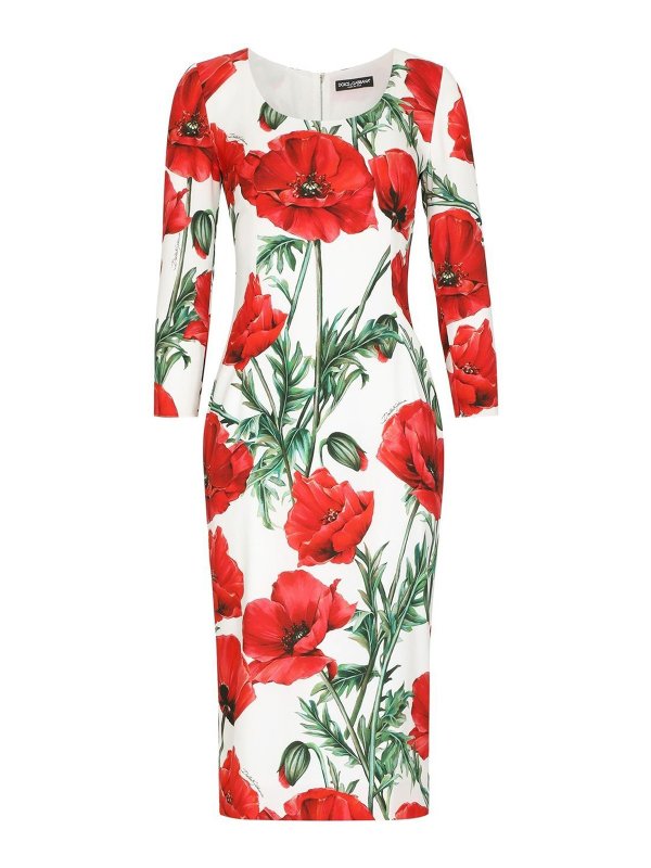 DOLCE & GABBANA: Robe longueur genou - Robe Au Genou - Blanc