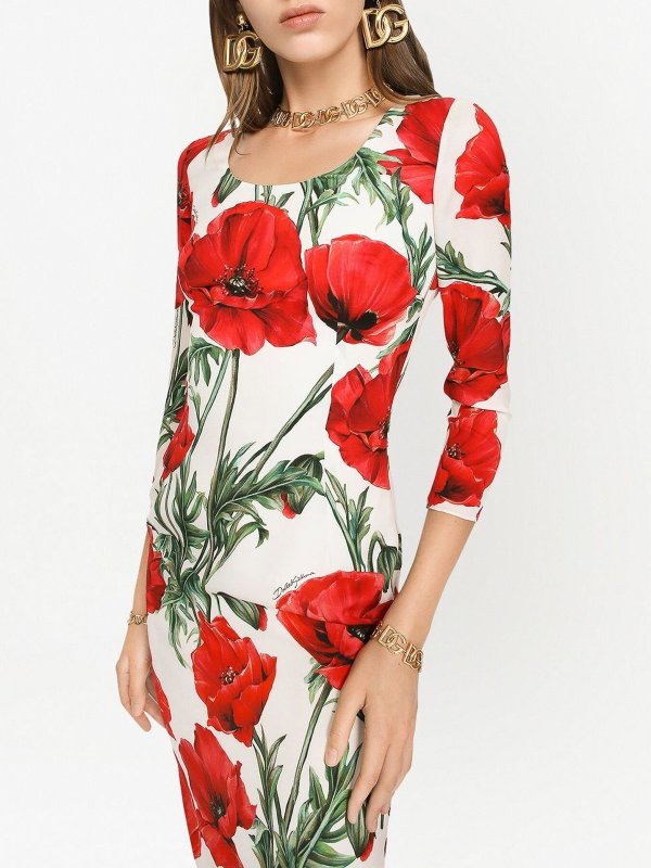 Robe Au Genou - Blanc shop online: DOLCE & GABBANA