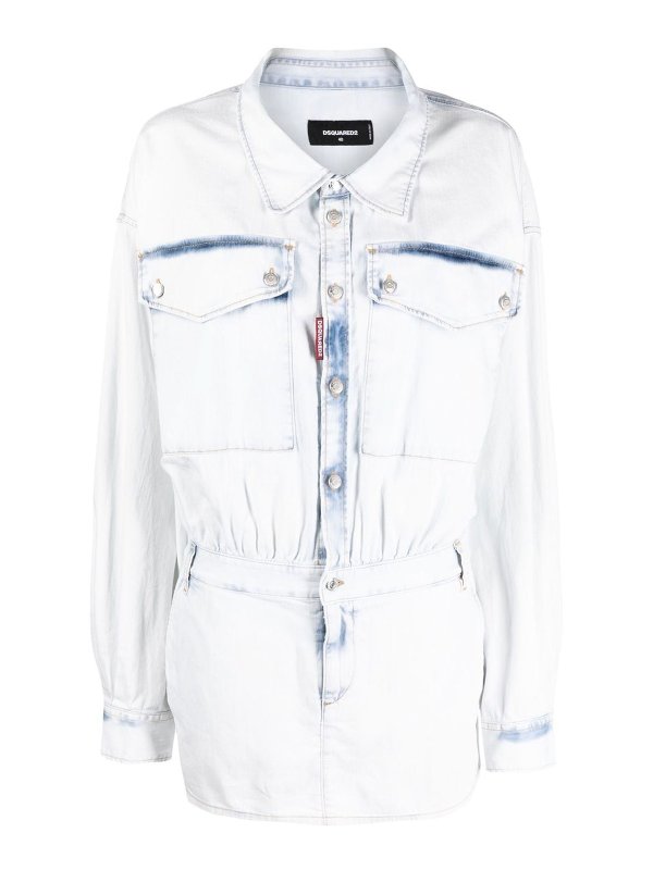 DSQUARED2: Kurze Kleider - Kurzes Kleid - Helles Jeansblau