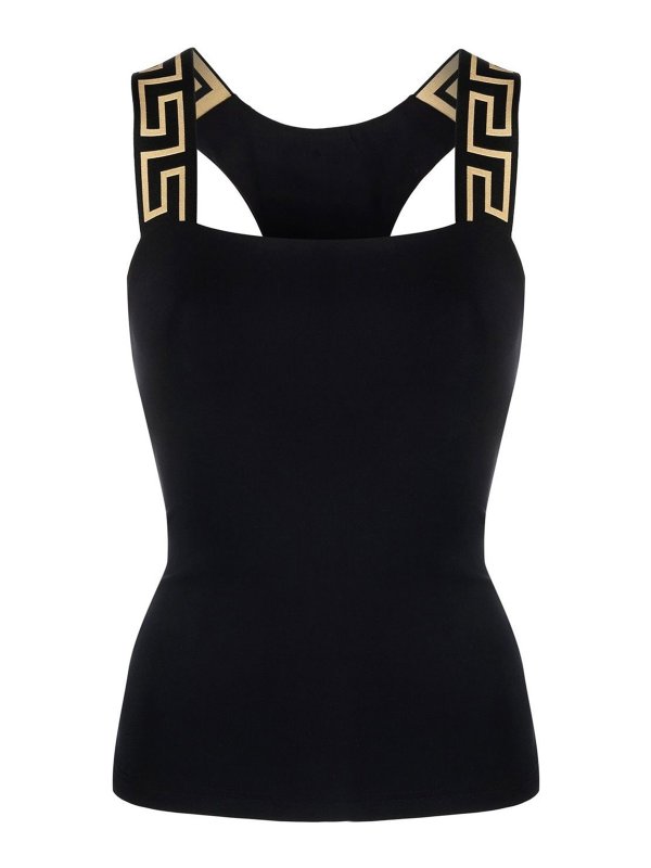 VERSACE: Tops y camisetas sin mangas - Top - Negro