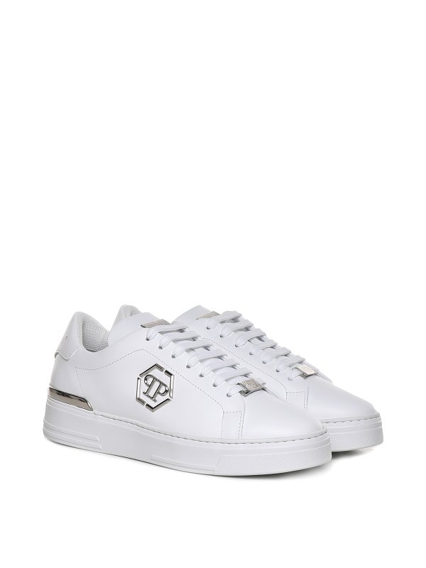 PHILIPP PLEIN: trainers online - Leather trainers with logo