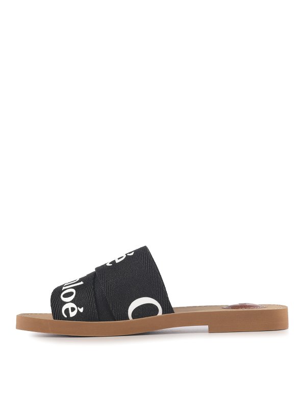 Flat sandals with linen band and logo shop online: CHLOE