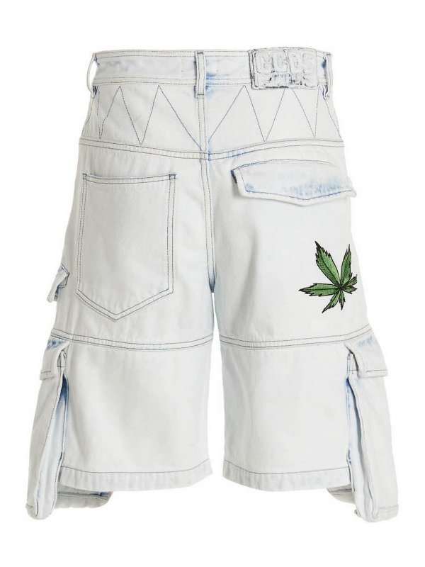 GCDS: pantaloni shorts online - Bermuda ultracargo ricamati sbiancati