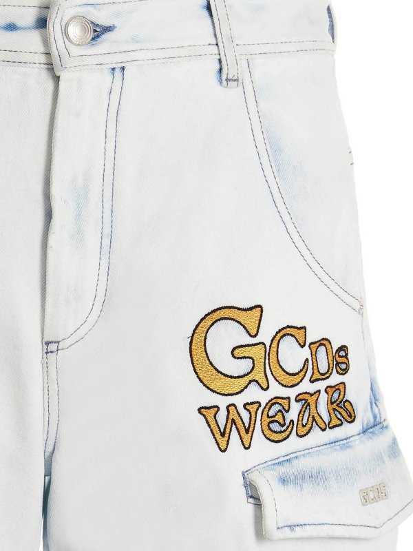 Bermuda ultracargo ricamati sbiancati shop online: GCDS