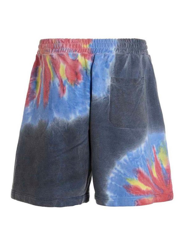 m.s.g.m.: Trousers Shorts online - Logo print tie dye bermuda shorts