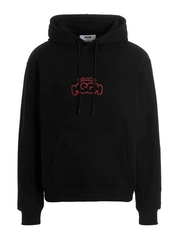 m.s.g.m.: Sweatshirts & Sweaters - Logo embroidery hoodie by burro studio