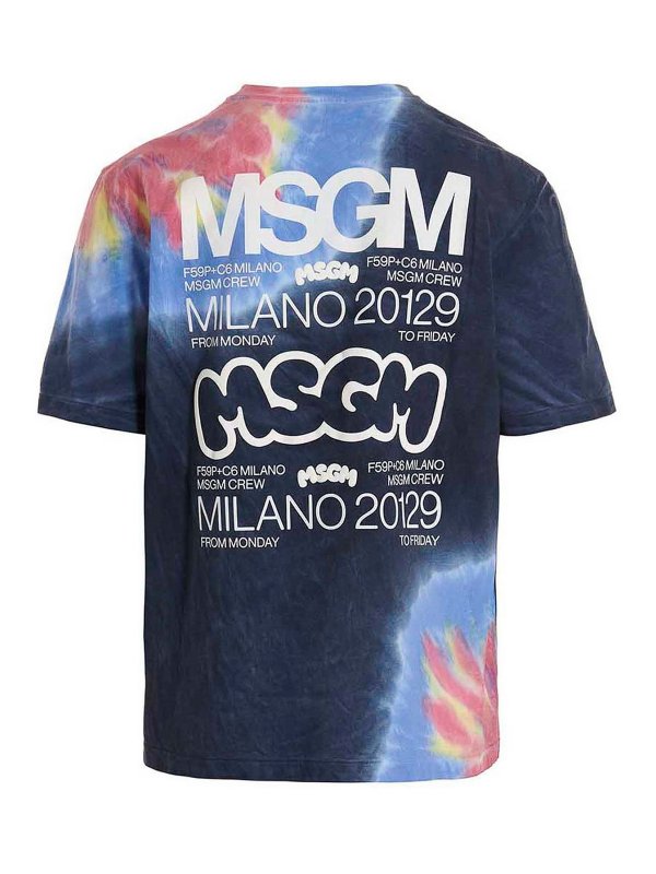 m.s.g.m.: t-shirts online - Logo print tie dye T-shirt by burro studio