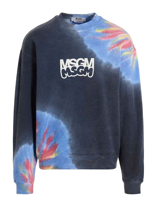 m.s.g.m.: Felpe e maglie - Felpa tie dye con stampa logo di burro studio
