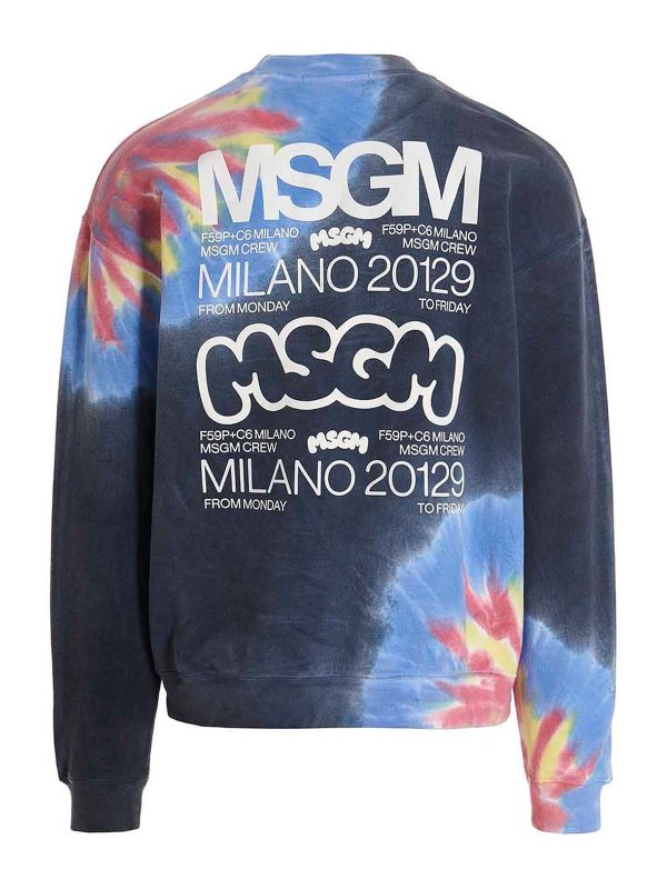 m.s.g.m.: Felpe e maglie online - Felpa tie dye con stampa logo di burro studio