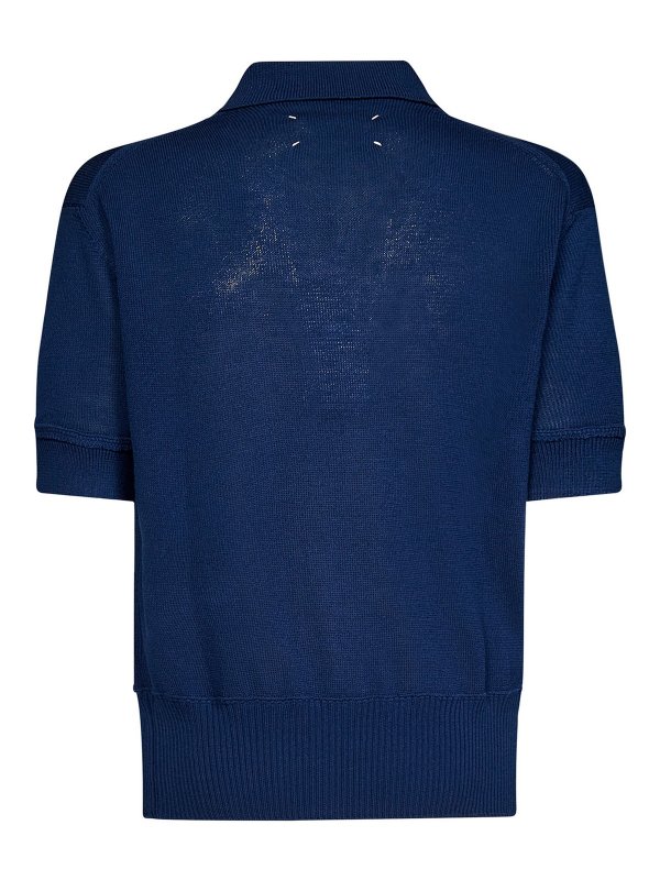 Maison Margiela: polo shirts online - Blue cotton polo