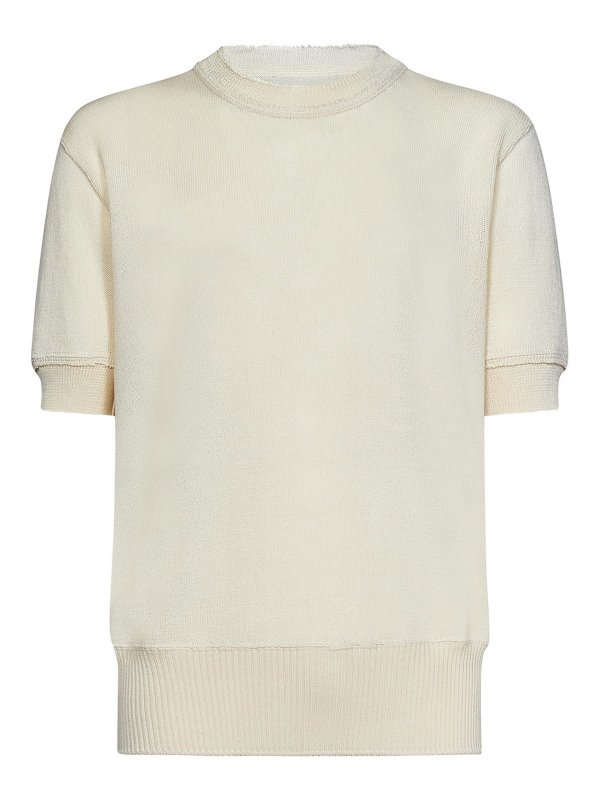 Maison Margiela: Pull col rond - Pull Col Rond - Blanc