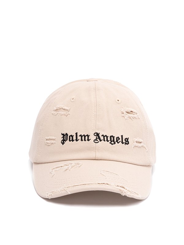 Palm Angels: hats & caps - Ripped logo cap