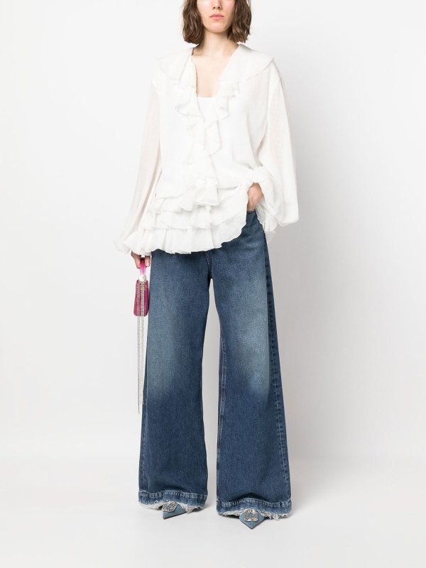 The Best Shops BLUMARINE: blouses - Long blouse with flounces