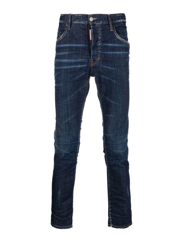 DSQUARED2: Jeans pitillos - 24 Seven Skater  - Lavado Oscuro