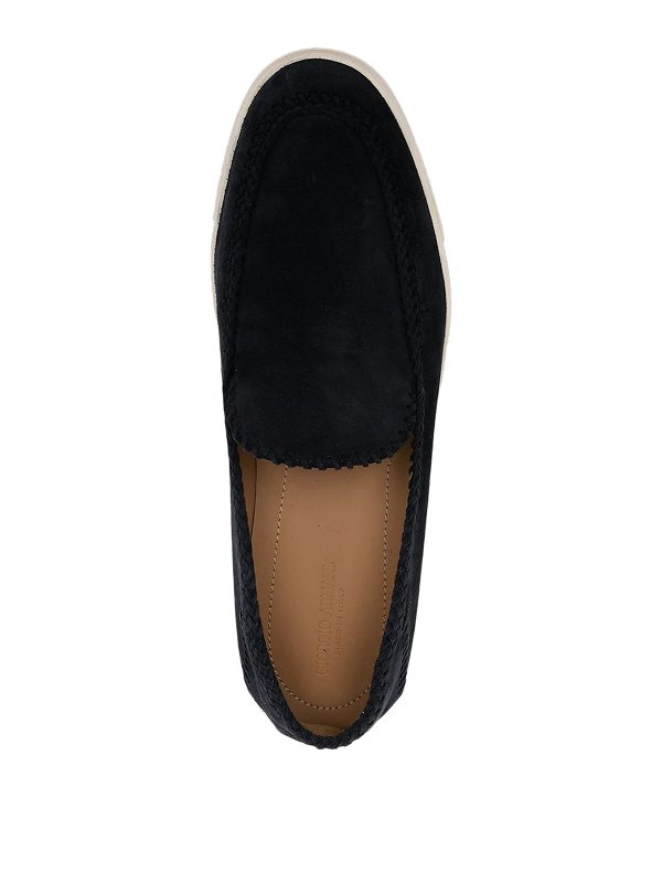 Mocassini in camoscio con bordini ricamati shop online: GIORGIO ARMANI