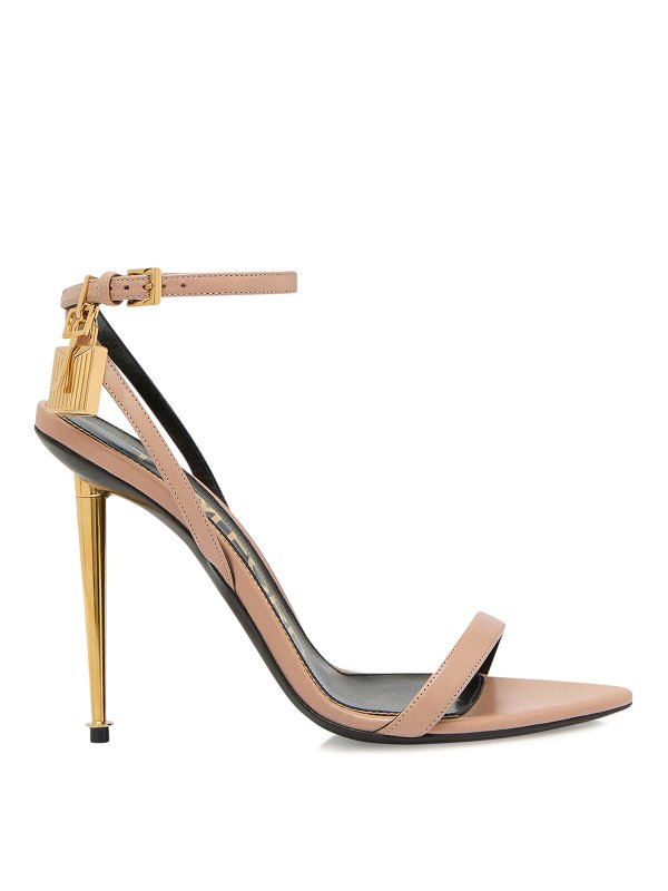 TOM FORD: sandals - Leather sandals with strap and padlock