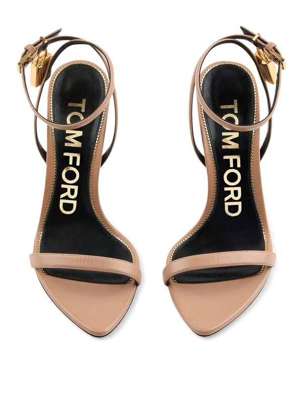 Leather sandals with strap and padlock shop online: TOM FORD